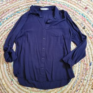 🌼5 for $25🌼 navy long sleeve button up blouse